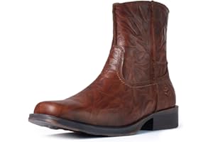 SUREWAY Cowboy Boots for Men - Square Toe Mens Western Slip on Boots, Slip Resistant Country Boots, Durable Comfortable, Old West Style Casual/Work/Dress Shoes