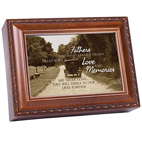 Father Bereavement Rich Woodgrain Finish Jewelry Music Box - Plays Amazing Grace