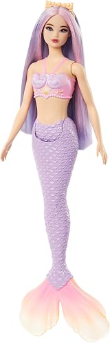 Barbie Mermaid Doll with Pink Lilac Hair and Shell Bodice HRR06 view 4