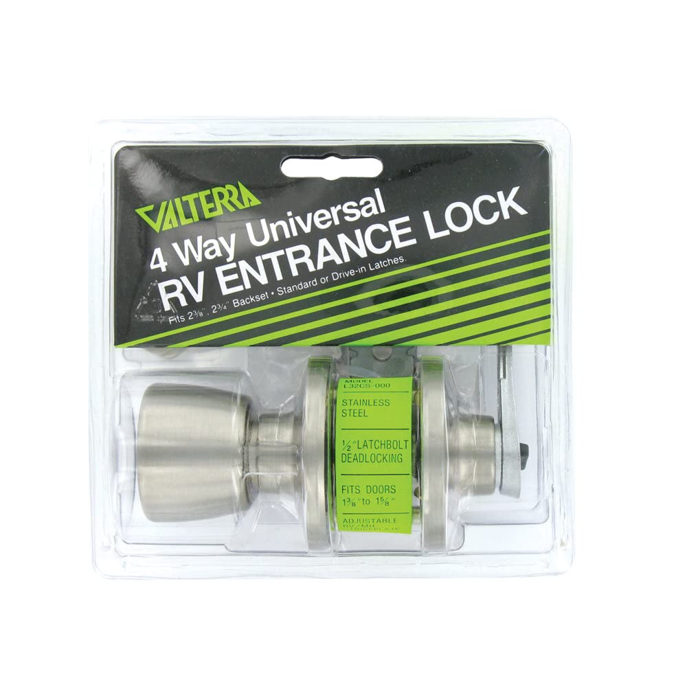 Photo 1 of Valterra L32CS000 Knob/Lever Stainless Lockset with 1-Piece Latch housing with 1/2 Inch Latch Bolt, (Pack of 1)