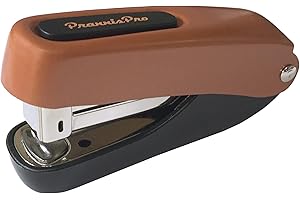 PRAXXISPRO Praxxis Pro Office Supplies - Aria-Plus Half-Strip Mini Stapler - Durable, Compact, and Colorful Stapler for Office and Travel Use, Compatible with Standard 26/6 Staples, Copper/Black