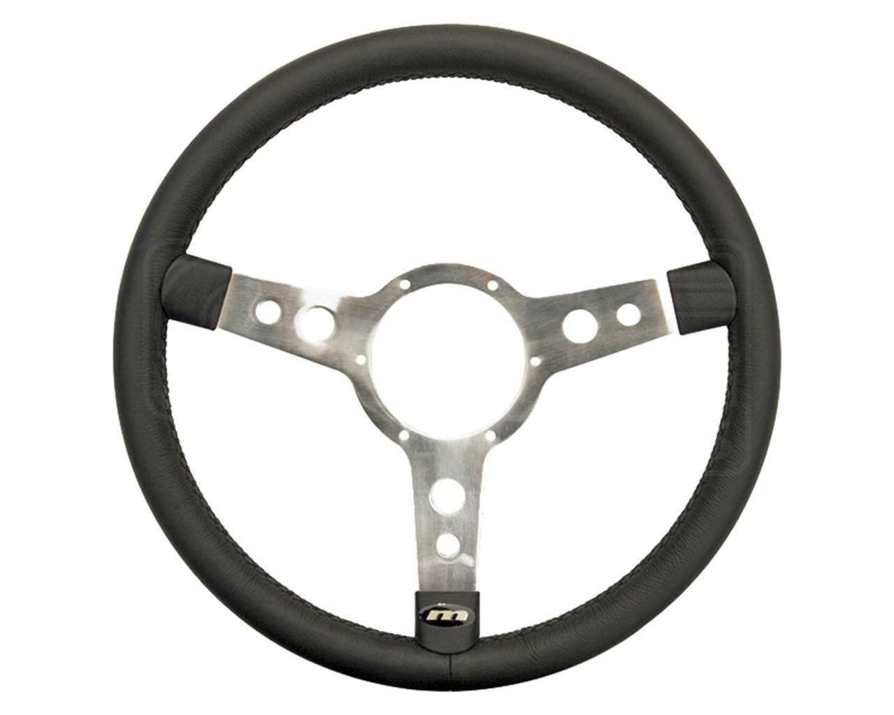 Mountney 23SPVB Polished Center Semi - Dished 3 Spoke, Black Vinyl