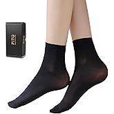 FITU Women's 10-24 Pairs (in Gift Box) Ankle High Sheer Nylon Socks Soft Tight Hosiery with Reinforced Toe