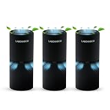 Lab Charge Small Ionic Air Purifier for Home & Bedroom – Silent HEPA Filter – Covers 250 Sq Ft - Free Cleaner for Pets, Hair, Smoke, Dust, Odors & Dander – Compact & Black Design - Pack of 3