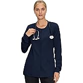 Scrub Jackets for Woman, Snap Front Nurse Jacket with 3 Pockets, Easy Care Soft Fabric