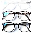 Henotin 3 Pack Blue Light Blocking Reading Glasses,Spring Hinge Computer Readers for Men Women,Anti UV Ray Filter Eyeglasses (Mixed Color, 0.75)