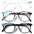 Henotin 3 Pack Blue Light Blocking Reading Glasses,Spring Hinge Computer Readers for Men Women,Anti UV Ray Filter Eyeglasses