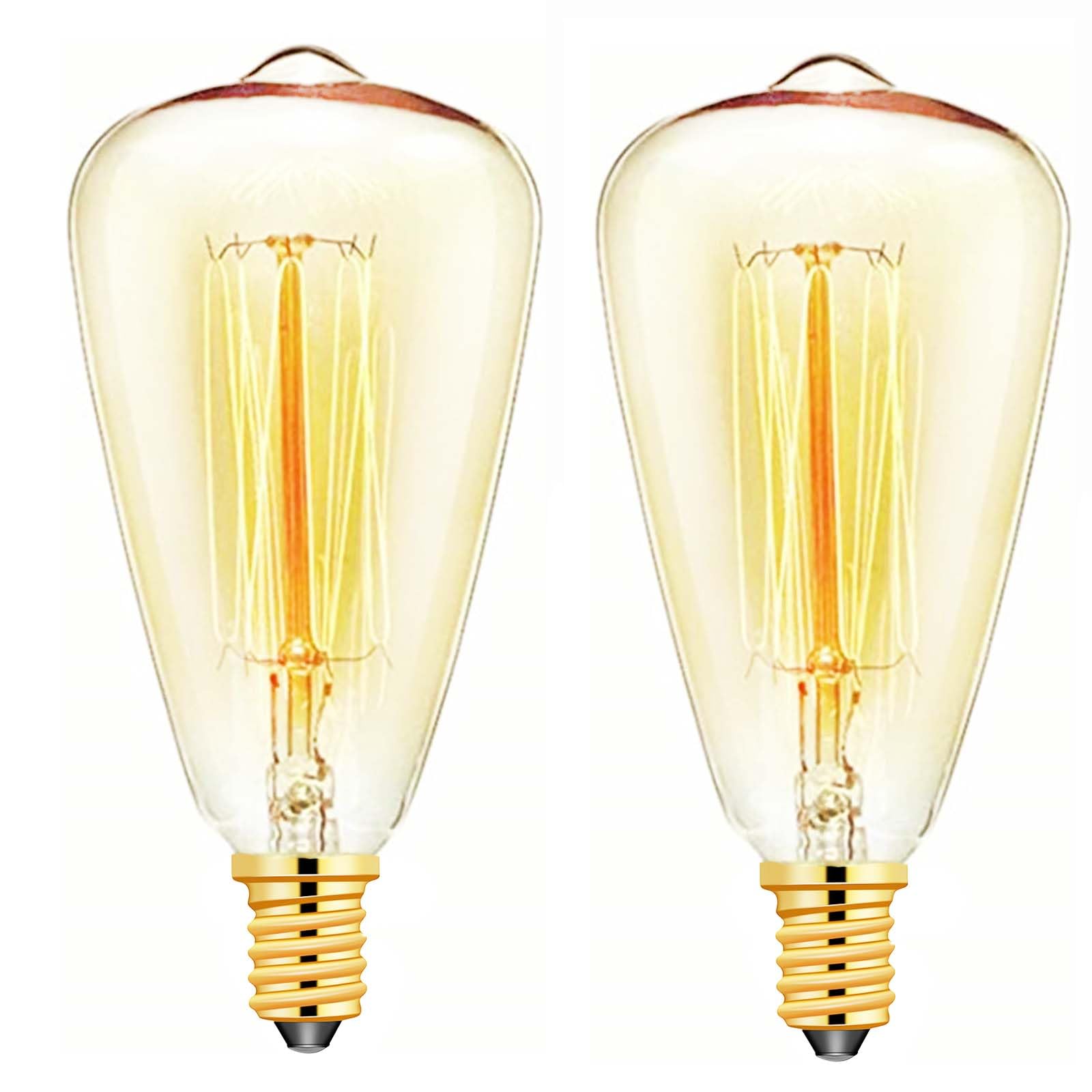 JQslight E14 40W Vintage Edison Light Bulb Dimmable Retro Filament Light Bulbs， ST48 Decorative Light Bulb，Warm White 2700K，Candle Bulbs Edison Small Screw Light Bulbs，2 Pack.