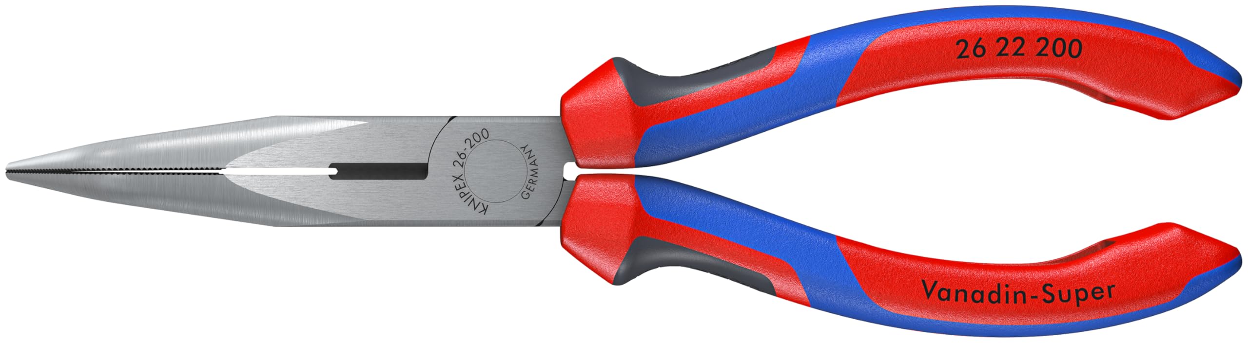 KNIPEX - 26 22 200 SBA Tools - Long Nose Pliers with Cutter, 40 Degree Angled, Multi-Component (2622200SBA)