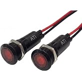 Alpinetech 2PCS PLB12M 12mm 1/2" 48V AC/DC LED Metal (Black Bezel) Signal Indicator Pilot Dash Light (Red)