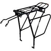 Ibera Bike Rack - Bicycle Touring Carrier Plus+ for Disc Brake/Non-Disc Brake Mount, Fat Tire Bikes, Frame-Mounted for Heavier Top &amp; Side Loads, Height Adjustable for 26"-29" Frames