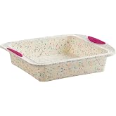 Trudeau 8x8in Confetti Silicone Cake Pan &ndash; Reinforced Hybrid of Flexible Silicone and Hard Lining for Shape Stability &ndash; Nonstick, BPA Free, Oven Safe to 428&deg;F, and Dishwasher Safe
