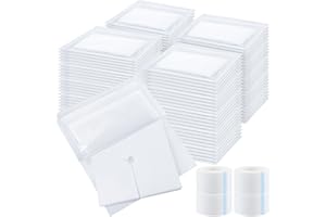 Timgle 200 Pcs 2" x 2" Split Gauze Pads 6 Ply Split Drain Sponge Gauze Non Woven Slit Bandage Sponges with 2 Roll of Tape for Wound Care Tubes Drains Supplies