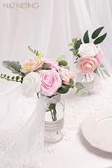 N&T NIETING Real Look 25Pcs Artificial Foam Roses with Stems for DIY Weddings view 5
