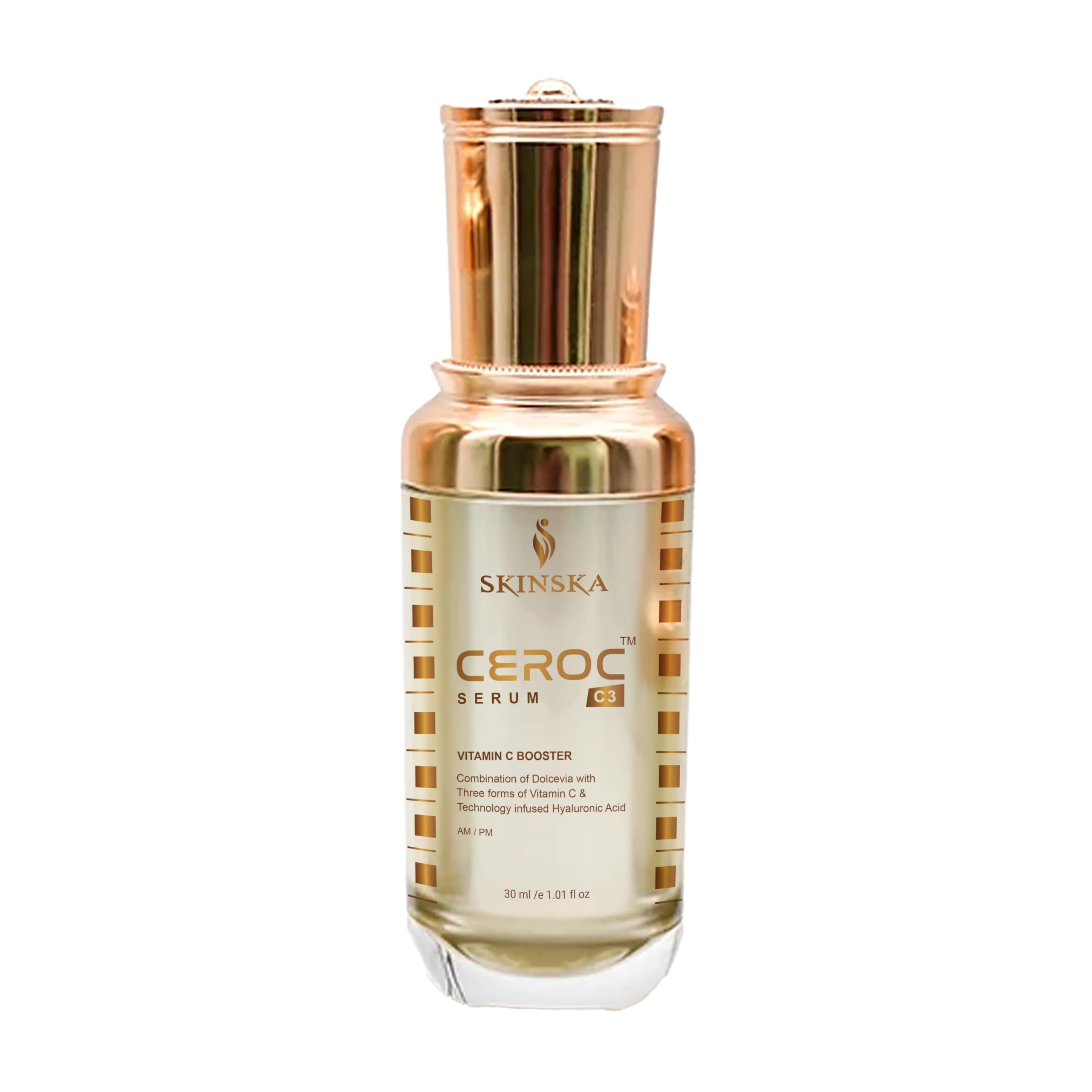 SKINSKA NATURALS CEROC C3 Vitamin C Face Serum for Men & Women with Hyaluronic Acid and Vitamin E, Hydrating Brightening Antioxidant Serums for Even Skin Tone Lightweight Facial Serum, 30ml/1.01 fl oz