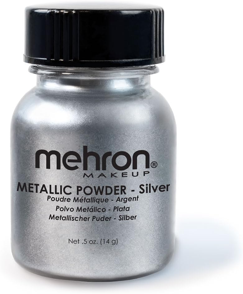 Mehron Metallic Powder .5 oz Silver Ultra Reflective Vegan Cruelty Free Makeup