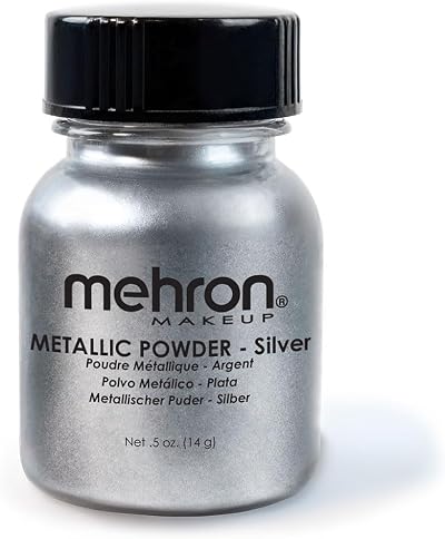 Mehron Metallic Powder .5 oz Silver Ultra Reflective Vegan Cruelty Free Makeup