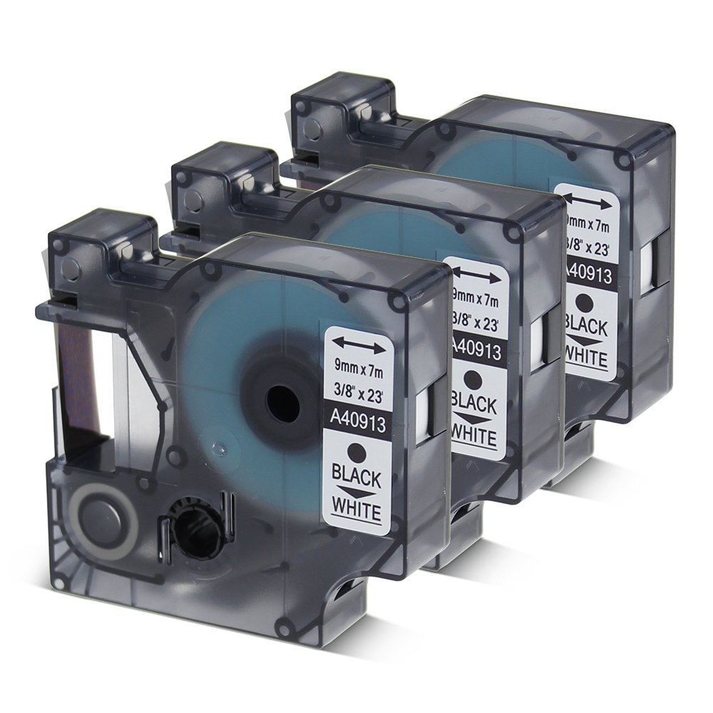 Oozmas A40913 Replacement for Dymo Label Tape 9mm Black on White, Compatible with D1 40913 Refill for Dymo LabelManager 160 210D 260D 350 350D 360D 420P 450D Label Maker, 3-Pack