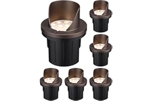 LEONLITE Dia. 4 Inch Well Lights Landscape LED In Ground, Shielded Top, 3000K Warm White, 12-24V AC/DC CRI90 Low Voltage Garden Landscaping, Oil Rubbed Bronze Aluminum Housing, Pack of 6