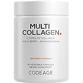 Codeage Multi Collagen Peptides Protein Capsules, 5 Collagen Types, Grass-Fed & Hydrolyzed Bovine Collagen Pills Supplement, 