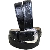 Leegin Leather Products Men's Tony Lama Black Ostrich Dress Belt