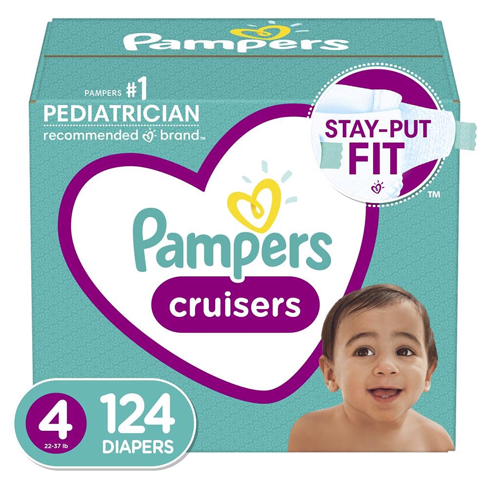 (Incomplete )  Diapers Size 4, 124 Count - Pampers Cruisers Disposable Baby Diapers, Enormous Pack