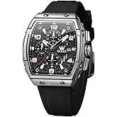 OLEVS Men Black Watch Big Face Dress Casual Original Waterproof Watch for Men Chronograph Silicon Band Men Wrist Analog Watch Unique Bussiness Adjustable Quartz Nice Watch Men Relojes para Hombres