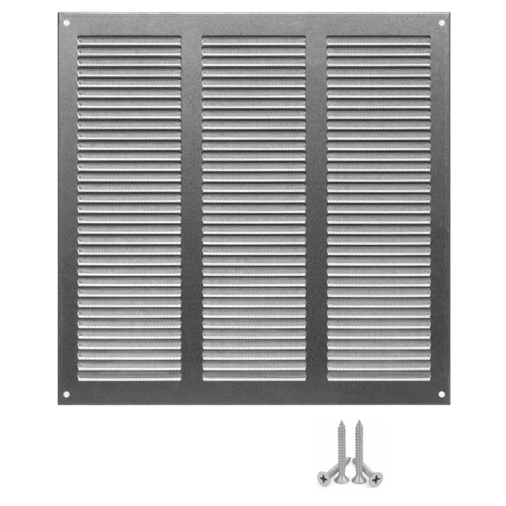 LIRAST 300x300mm Vent Cover Galvanised Steel - 12x12 inch Wall Vent Cover with Insect Mesh - Ceiling Soffit Vents - External Vent Cover - Metal Ventilation Grilles - Air Vent Covers for Walls — image 1
