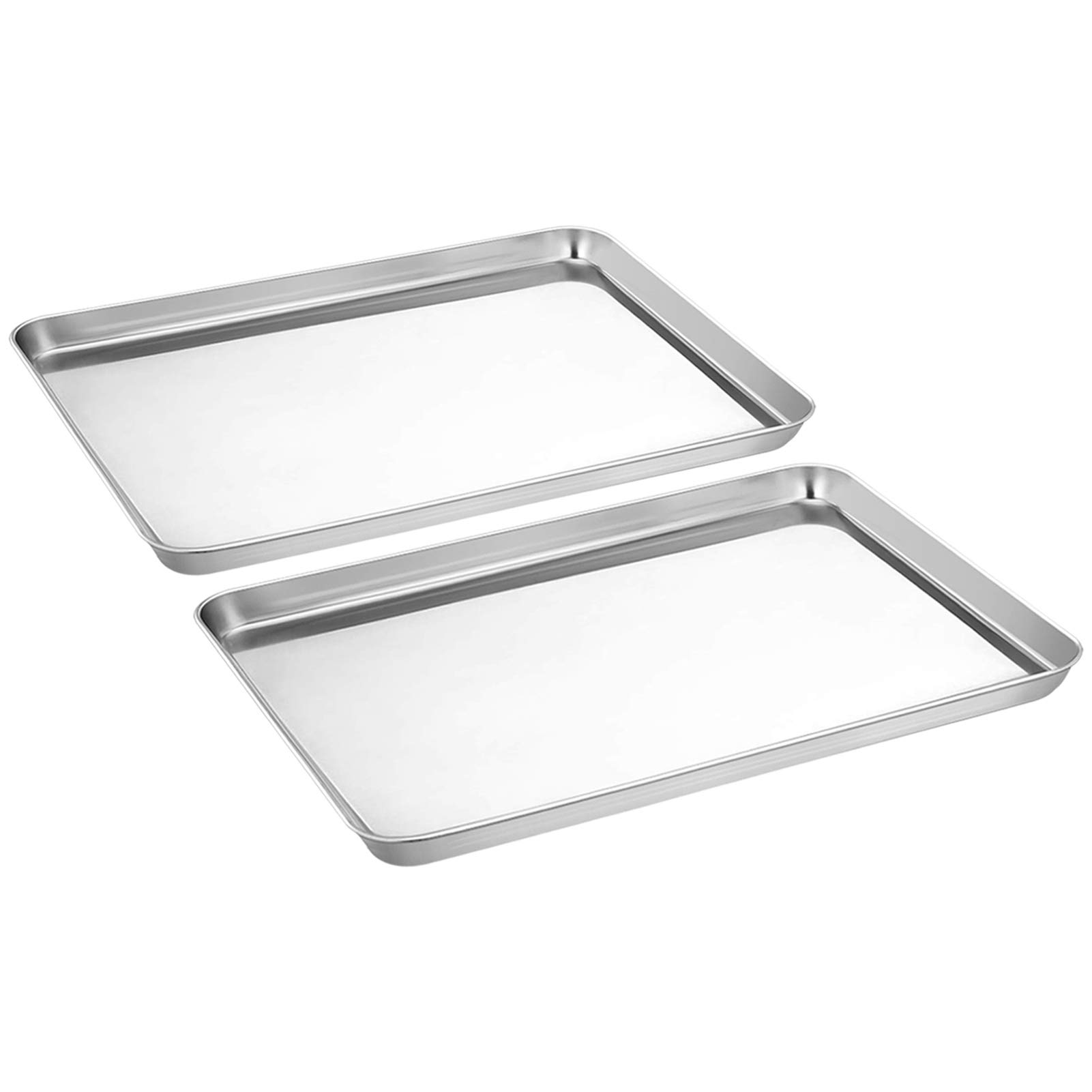Stainless Steel Baking Tray Set of 2, Baking Sheet Cookie Tray Professional, 40x 30x 2.5 cm, Non Toxic & Healthy, Mirror Finish & Rust Proof, Easy Clean & Dishwasher Safe