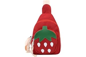 Hiflyer Small Sling Backpack, Rabbit Strawberry Design, Mini Backpack for Girls, Adjustable Shoulder Strap, Zipper Closure, 8x5x2 Inches, 0.2 liters