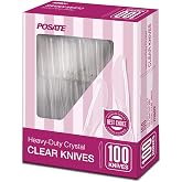POSATE Clear Knives, Heavy-Duty Crystal (100 Knives) | BPA-Free, Heat Resistant Heavyweight Knives Quality Cutlery Sturdy Utensils for Party Dinner Lunch Butter Cake Wedding