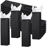 Ovveroche 50 Pack Black Wine Gift Bags Wine Bottle Gift Bags with Handles and Tissue Paper for Christmas Holiday Birthday Wedding Party