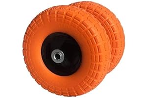 AFT PRO USA - 2-Pack 10' Flat Free Tires Air less Tires Wheels By AFT PRO USA with 5/8' Center - Solid Tire Wheel for Dolly Hand Truck Cart/All Purpose Utility Tire on Wheel (Orange)