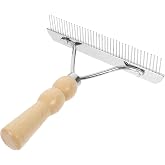 Angoily Horse Nail Rake, Livestock Brush Practical Hair Comb with Wooden Handle Metal Pins, Pet Hairbrush Dog Cat Undercoat Rake Grooming Tool for Cattle Goat Sheep, Cleaning Supply for Removing Mud