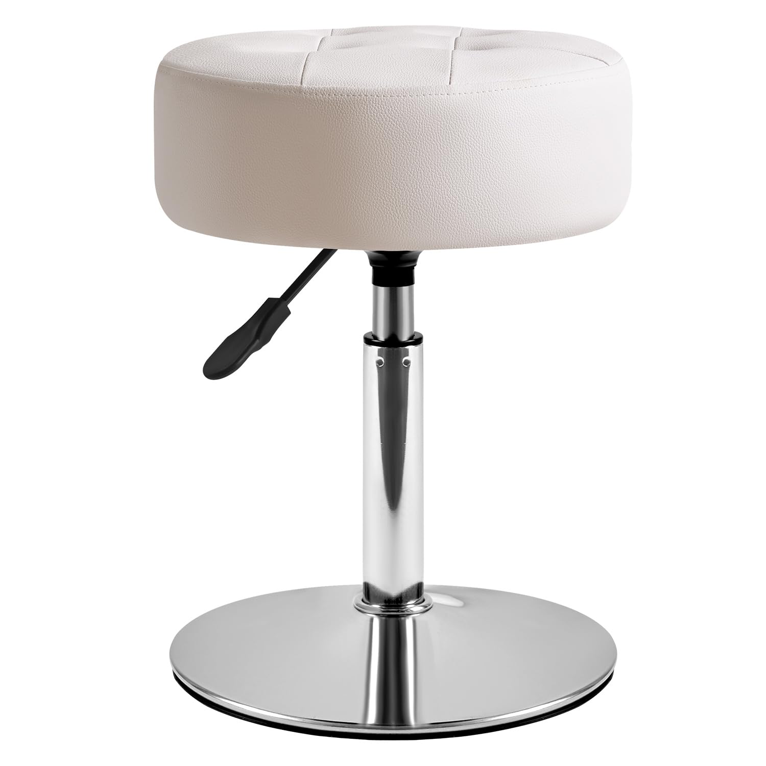 Photo 1 of IBUYKE Height Adjustable 360°Swivel Vanity Stool, Tufted Round Vanity Chair for Makeup Room, Faux Leather Vanity Stool for Bathroom, Living Room, Modern Ottoman, White WBD025W