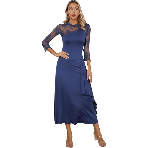 xscape beaded illusion dress Xscape Petite Short Sleeve Dress - Navy main image 0