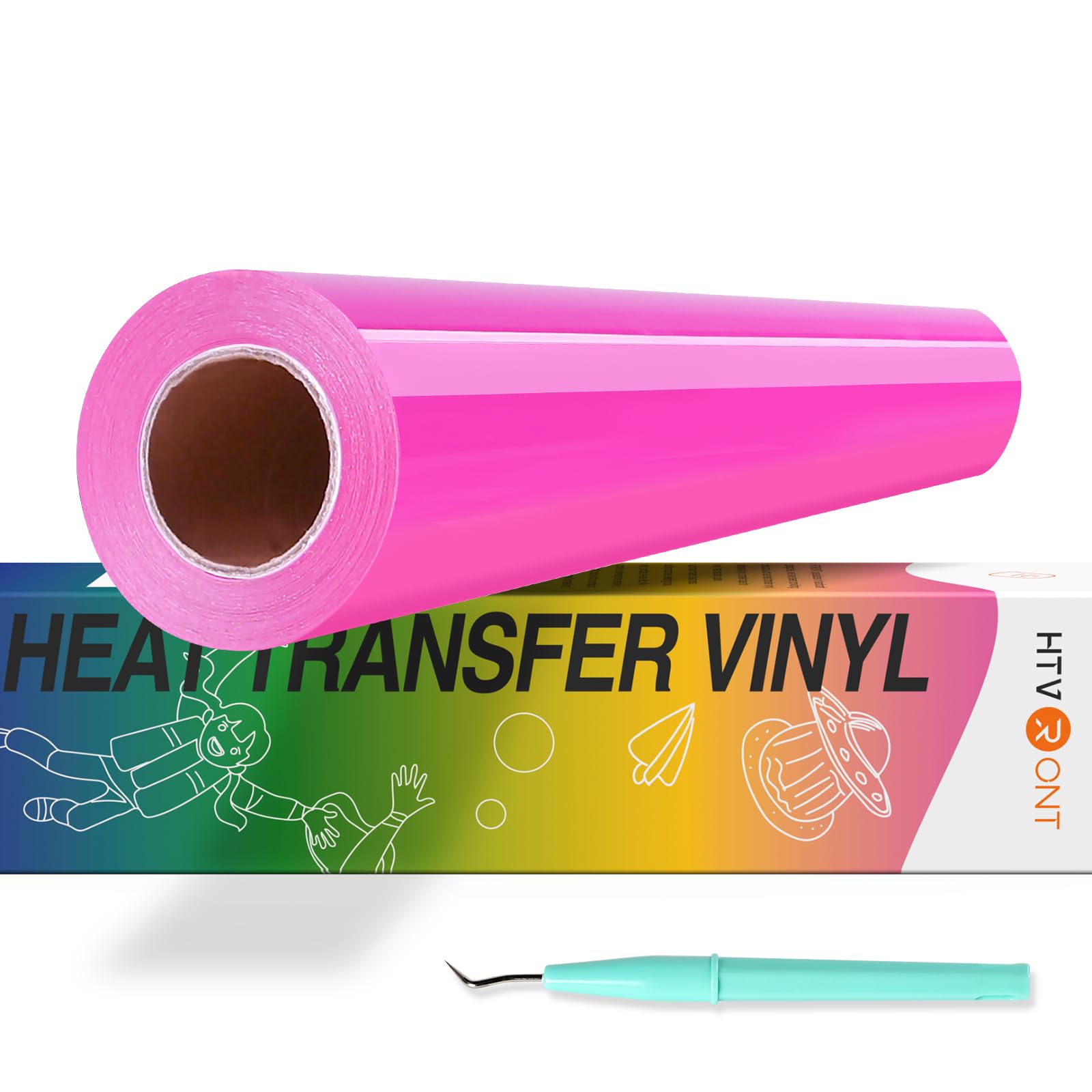 HTVRONT Magenta HTV Vinyl Roll 12" x 35ft - Magenta Heat Transfer Vinyl for Shirts, Iron on Vinyl Compatible with Cricut, Silhouette, Easy Cut & Weed Heat Press Vinyl for Designs Image