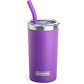 koodee Tumbler with Straw-12 oz Skinny Tumbler with Lid Stainless Steel Double Wall Vacuum Insulated Water Cup, Sweat-Free (Purple)