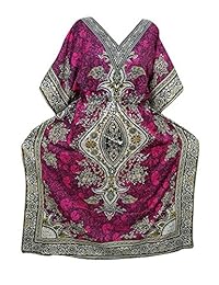 Womens Maxi Caftan Dress Pink Printed Beach Boho Kaftan XXL