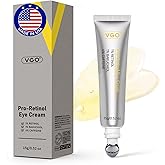 VGO Retinol Eye Cream, Anti-Aging Eye Cream for Dark Circles & Puffiness with 1% Retinol, 1% Bakuchiol & 6% Caffeine to Reduce Wrinkles, Fine Lines, De-puff and Eye Bags, 0.52 oz/15g, Made in USA