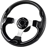 QYMOPAY 12.5inch, 3/4 Inch Axle Marine Steering Wheel Adapter, Anti-Slip Carbon Fiber Steering Wheel for Boats, Yachts, Pontoon Boats Black