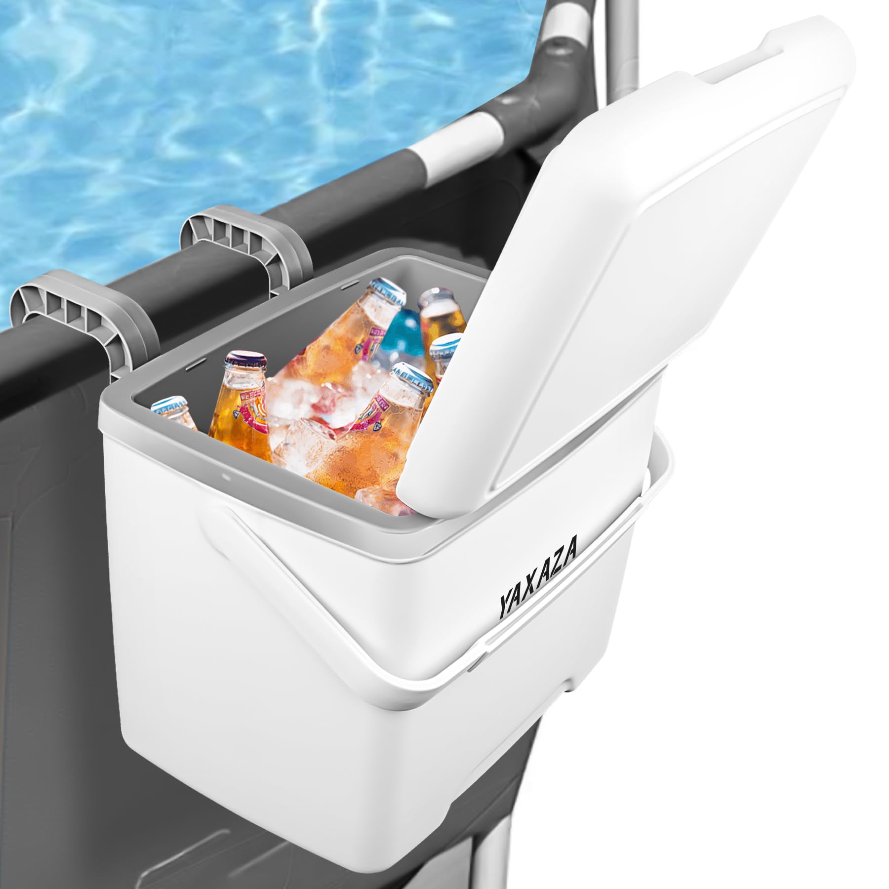 Photo 1 of 13L Portable Pool Cooler - Insulated Hard Cooler with Fixed Hanging Bracket and Portable Handle for Soft-Sided Oasis Backyard Pool, Above Ground Pool, Beach, SPA, Camping, Picnic, Outdoor Party