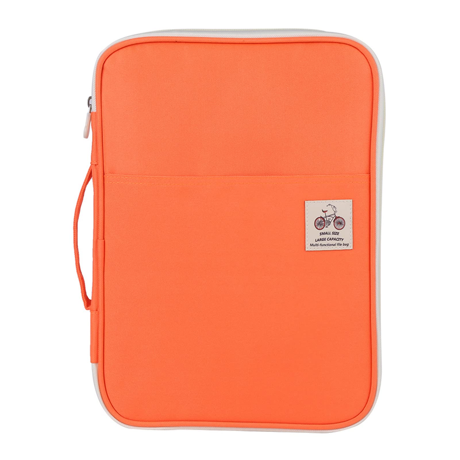 Pwshymi A4 Documents Bag Portfolio Organizer Holder - Multifunctional Travel Pouch Handy Zippered Case for Notebook, Documents and Pens (Orange) Filefolder