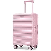 LARVENDER Carry On Luggage 22x14x9 Airline Approved, 20 Inch Expandable PC+ABS Hardside Suitcase Carry On Luggage with Spinner Wheels TSA Lock for Women Men (Pink)