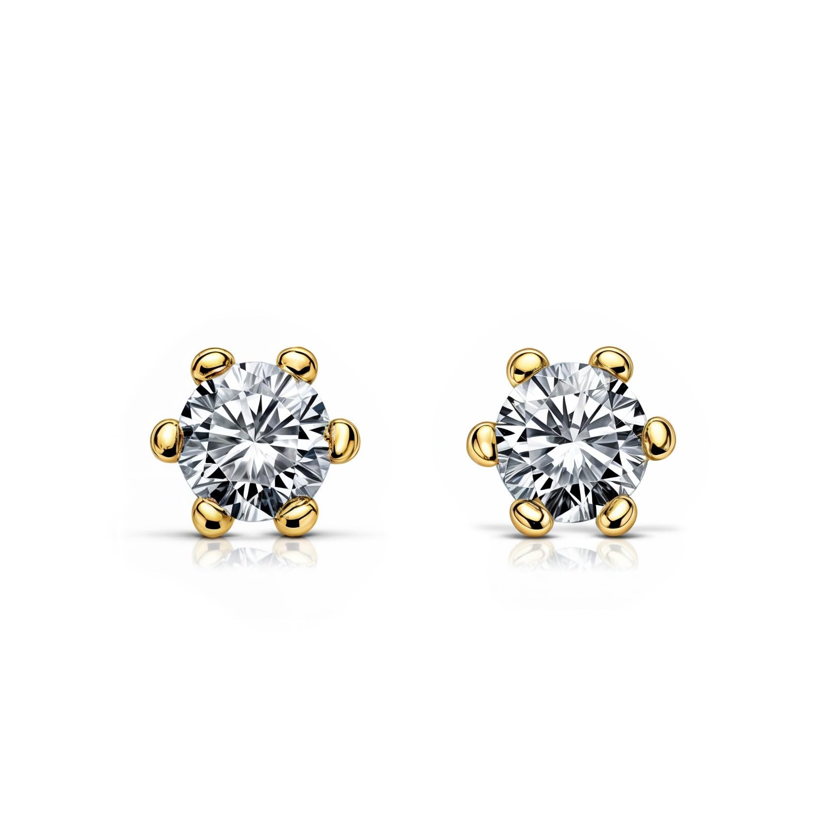 9ct Yellow Gold zircon Children's Earrings