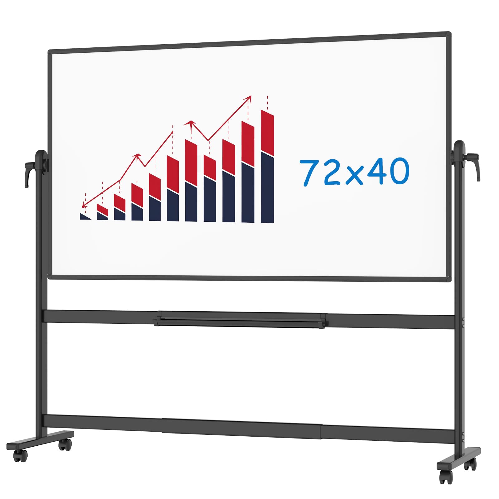 Photo 1 of ***PLZ NOTE THE BENDS IN THE SURFACE***VIZ-PRO Double-Sided Magnetic Mobile Whiteboard, 72 x 40 Inches, Rolling Dry Erase Board Easel Stand on Wheels with Black Aluminium Frame for School Office Home