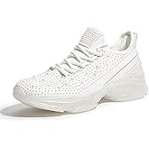 BELOS Women's Rhinestone Mesh Slip On Walking Shoes Fashion Breathable Spakle Glitter Sneaker