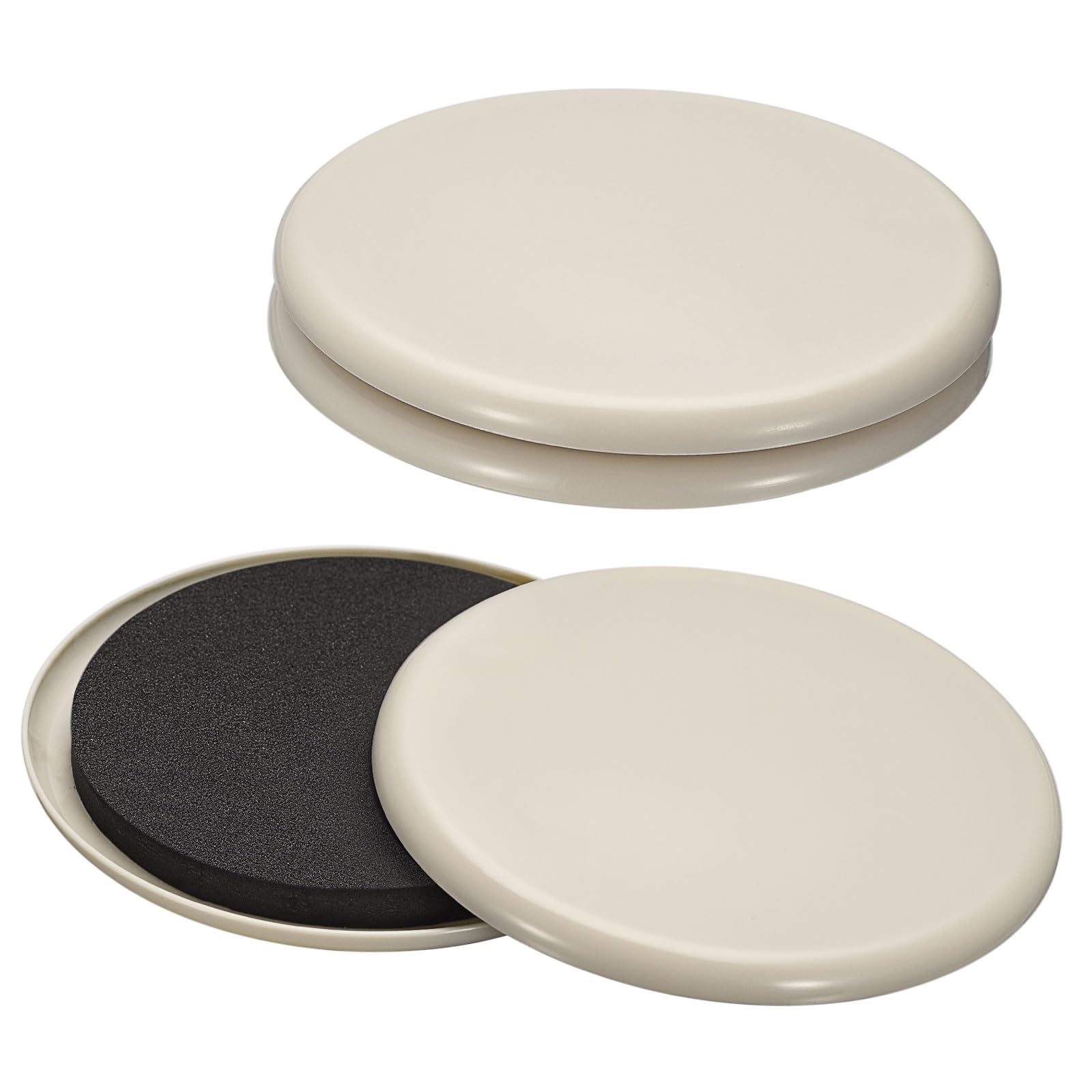 uxcell Furniture Sliders, 4Pcs 5" - Plastic Reusable Round Sliding Pads, Chair Glides for Carpeted Tile Vinyl Hardwood Floors (Grey)