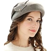F FADVES Womens Wool Felt French Berets Bowler Hat Artist Boina Bowknot Cap