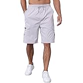 Men's Cargo Shorts Elastic Waist Outdoor Relaxed Fit Sport Shorts Jogger SweatShorts with Multi-Pocket